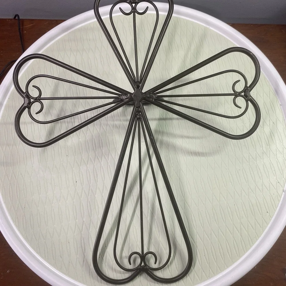 Vintage PartyLite wrought iron Candle Holder Black Metal Cross Sconce 15X 12